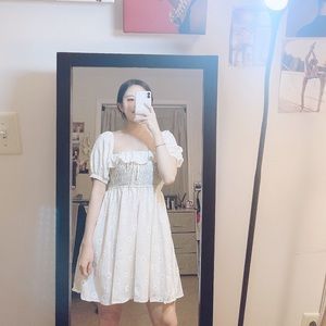 Summer white daisy floral printing mini dress